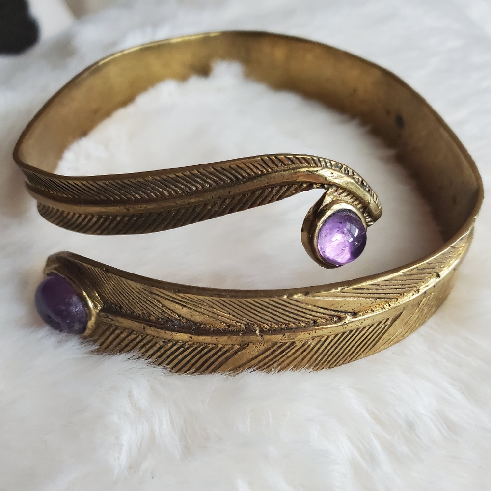 Brass boho arm bangle/wrap bracelet